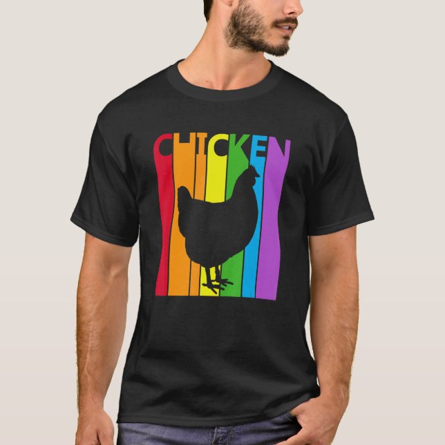 Cute Rainbow Chicken Animal T-Shirt (Front)
