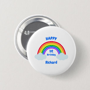 Cute Rainbow Clouds 1st Birthday 6 Cm Round Badge