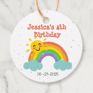 Cute Rainbow Clouds Kids Birthday Favour Tags
