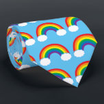Cute Rainbow Clouds Sky Blue Bright Pattern Tie<br><div class="desc">A beautiful rainbow with light blue clouds with white in the centre. I love the red,  orange,  yellow,  green,  blue and purple colours all together on this cool LGBT tie.</div>