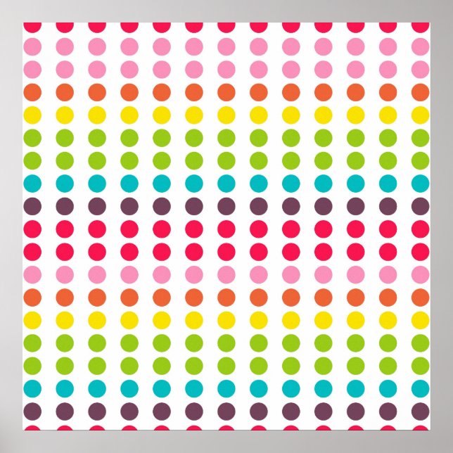 Cute Rainbow Coloured Polka Dots Poster (Front)