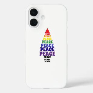 Cute Rainbow Colours Christmas Peace Tree White iPhone 16 Case