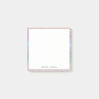 Cute rainbow colours glitter custom minimal modern post-it notes
