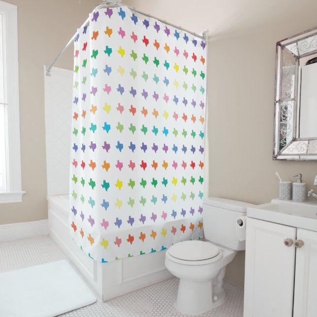 Cute Rainbow Colours Map of Texas Shower Curtain (In Situ)