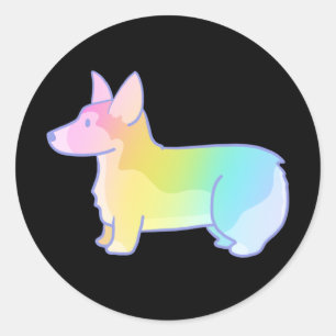 Cute Rainbow Corgi Classic Round Sticker