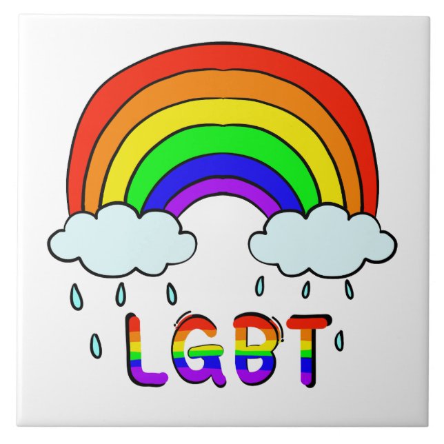 Cute Rainbow Cute Doodle LGBTQ Tile (Front)