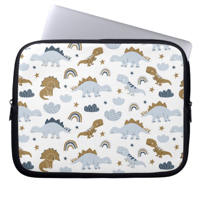 Cute Rainbow Dinosaur Pattern Laptop Sleeve (Front)