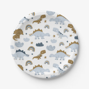 Cute Rainbow Dinosaur Pattern Paper Plate