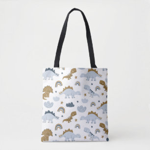 Cute Rainbow Dinosaur Pattern Tote Bag