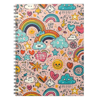 Cute Rainbow Doodle Pattern Notebook