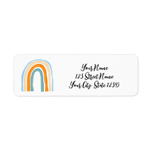 Cute rainbow drawing return address labels