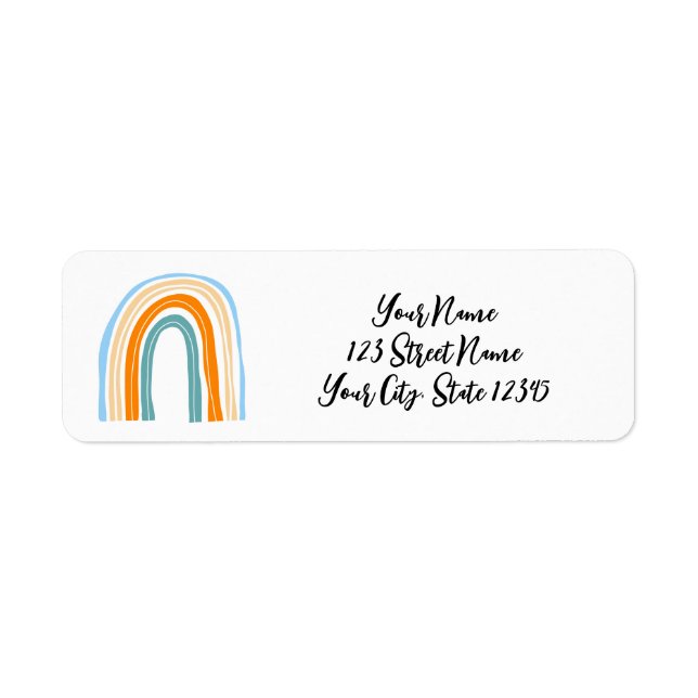 Cute rainbow drawing return address labels (Front)