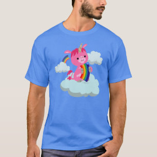 Cute Rainbow-Eating Cartoon Unicorn T-Shirt