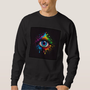 Cute Rainbow Eye Illustration Colorful Tears Uniqu Sweatshirt