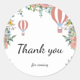 cute rainbow floating Balloon watercolor flower Classic Round Sticker