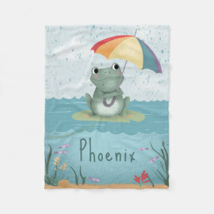 Cute Rainbow Frog Rainbow Kids Fleece Blanket