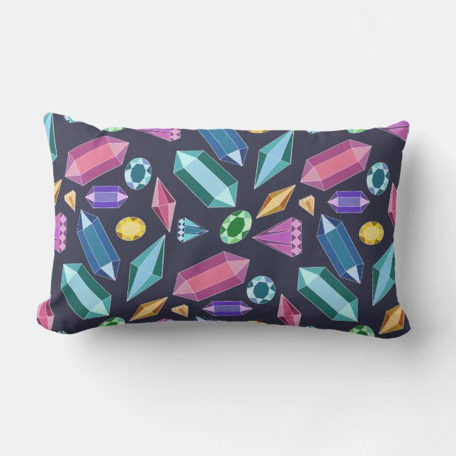 Cute Rainbow Gemstones Lumbar Cushion (Front)