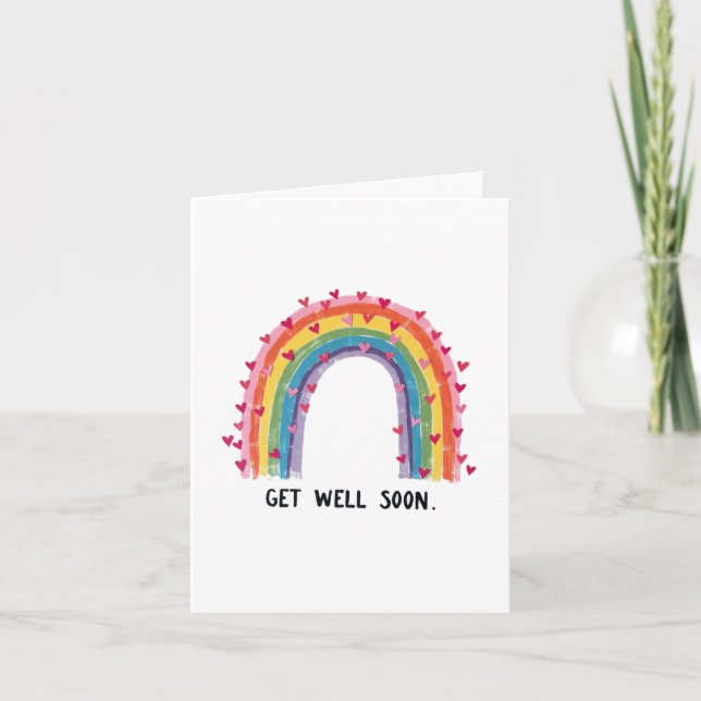 Cute Rainbow Get Well Soon Card (Front)