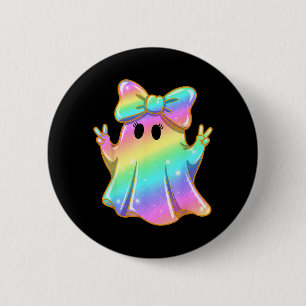 Cute Rainbow Ghost Peace Funny Halloween Kids 6 Cm Round Badge
