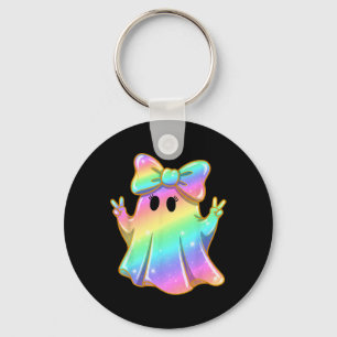 Cute Rainbow Ghost Peace Funny Halloween Kids Girl Key Ring