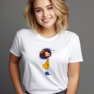 Cute Rainbow Girl Whimsical Colourful Art Tri-Blend Shirt