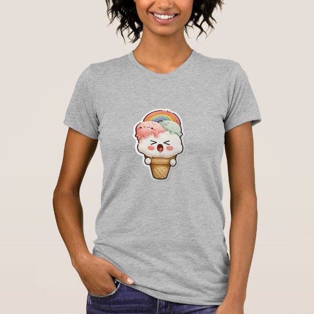 Cute Rainbow Graphic Grey Tee (Front)