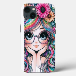 Cute Rainbow Hair Chibi Girl Phone Case