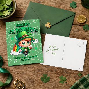 Cute Rainbow Happy St. Patrick's Day Celtic Holiday Postcard