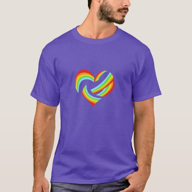 Cute Rainbow Heart Design T-Shirt (Front)