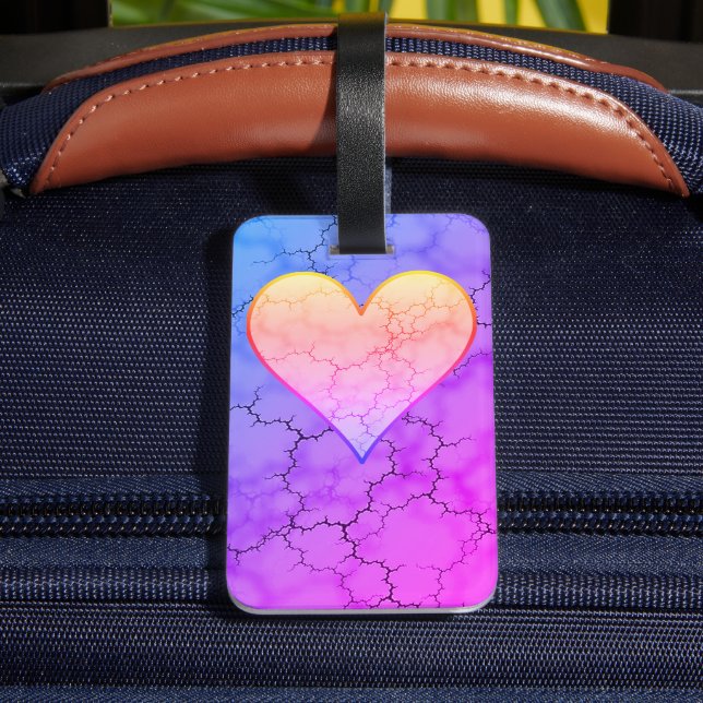 Cute Rainbow Heart Marble Luggage Tag (Back Insitu 4)