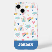 Cute Rainbow Hearts & Clouds Pattern