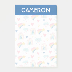 Cute Rainbow Hearts & Clouds Pattern Post-it Notes