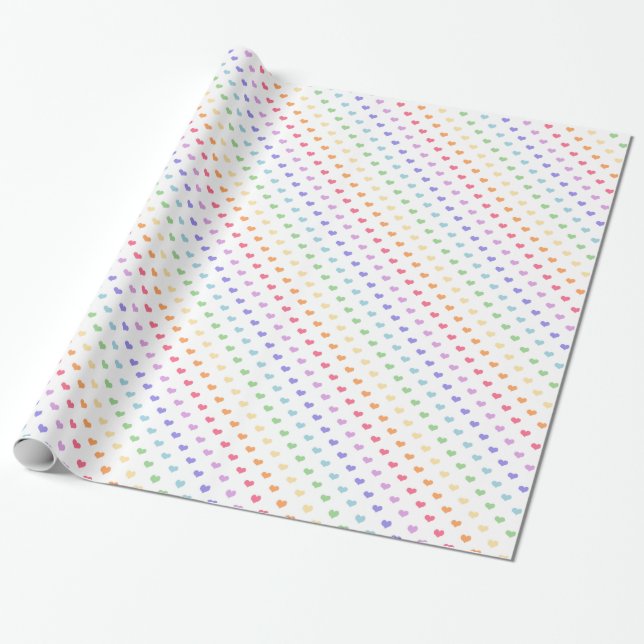 Cute Rainbow Hearts Wrapping Paper (Unrolled)