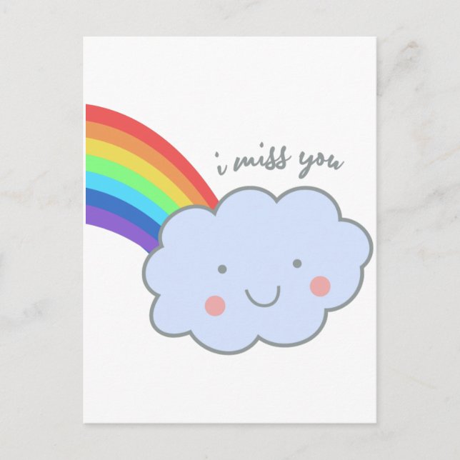 cute rainbow i miss you postcard (Front)