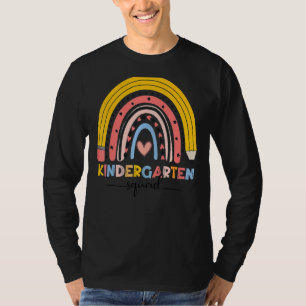 Cute Rainbow Kindergarten Squad Teacher First Day T-Shirt