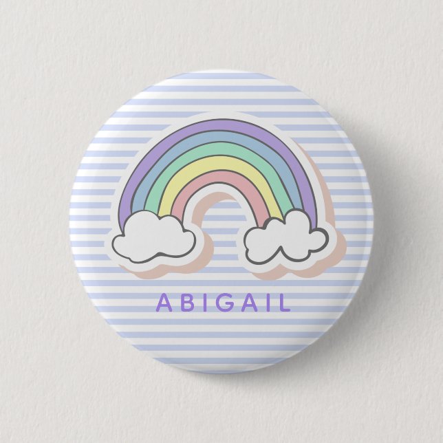 Cute Rainbow - Lavender Striped Kids'  6 Cm Round Badge (Front)