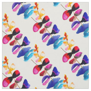 Cute rainbow leaves watercolor fabric