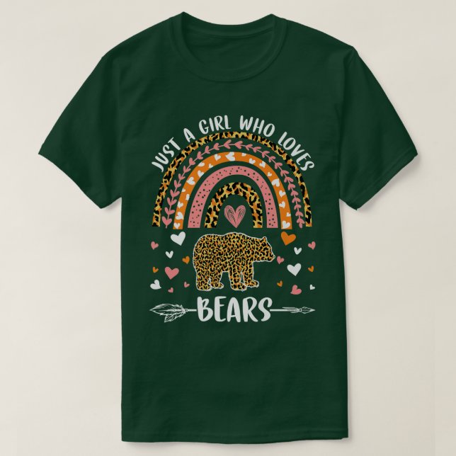 Cute Rainbow Leopard Just A Girl Who Loves Bears P T-Shirt (Design Front)