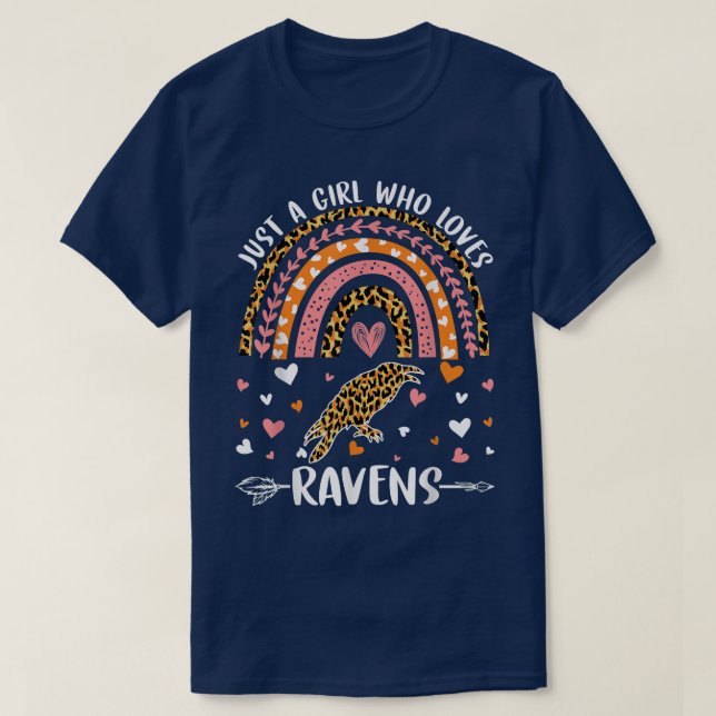 Cute Rainbow Leopard Just A Girl Who Loves Ravens  T-Shirt (Design Front)