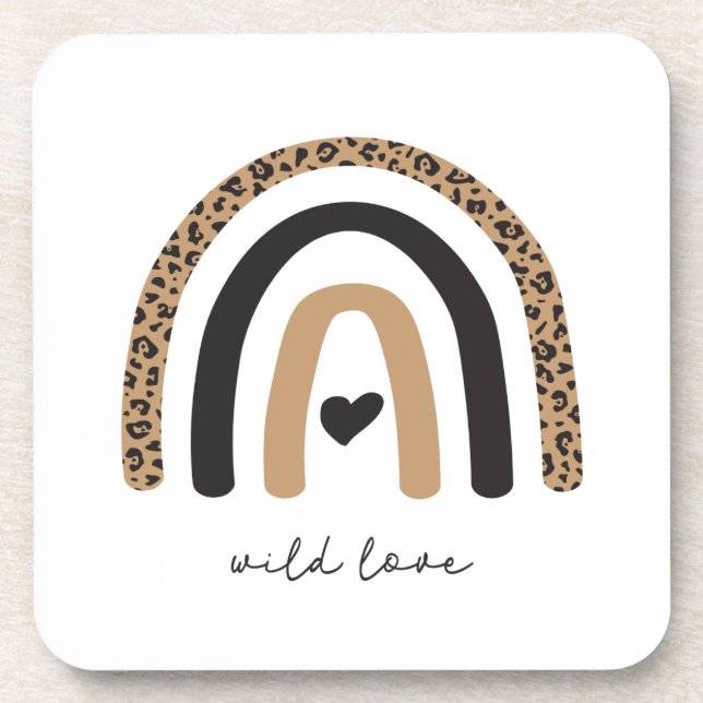 Cute Rainbow Leopard Pattern Coaster (Front)