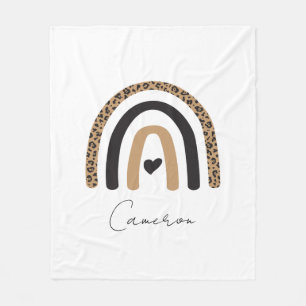 Cute Rainbow Leopard Pattern Fleece Blanket
