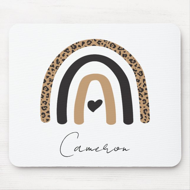 Cute Rainbow Leopard Pattern Mouse Pad (Front)