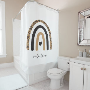 Cute Rainbow Leopard Pattern Shower Curtain