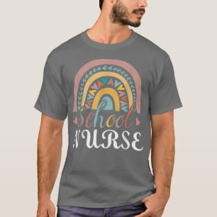 Cute Rainbow Leopard Print School Nurse Back To Sc T-Shirt