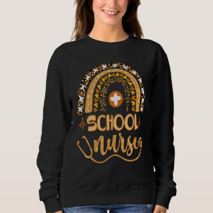 Cute Rainbow Leopard School Nurse 100th Day Of Sch Sweatshirt