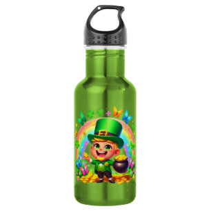 Cute Rainbow Leprechaun with Gold 532 Ml Water Bottle
