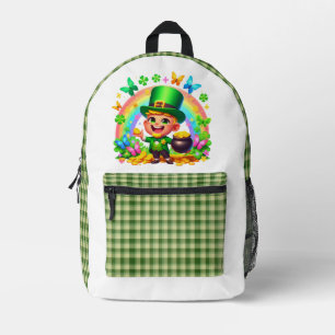 Cute Rainbow Leprechaun with Gold Printed Backpack