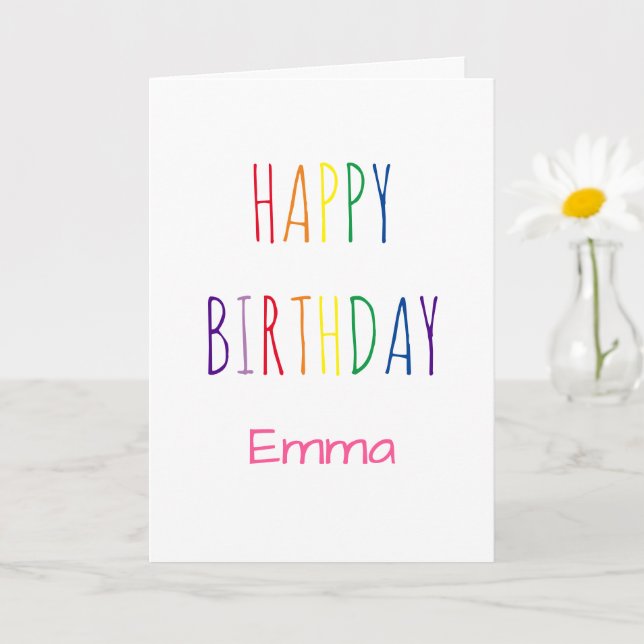 Cute Rainbow Lettering Birthday Card (Small Plant)