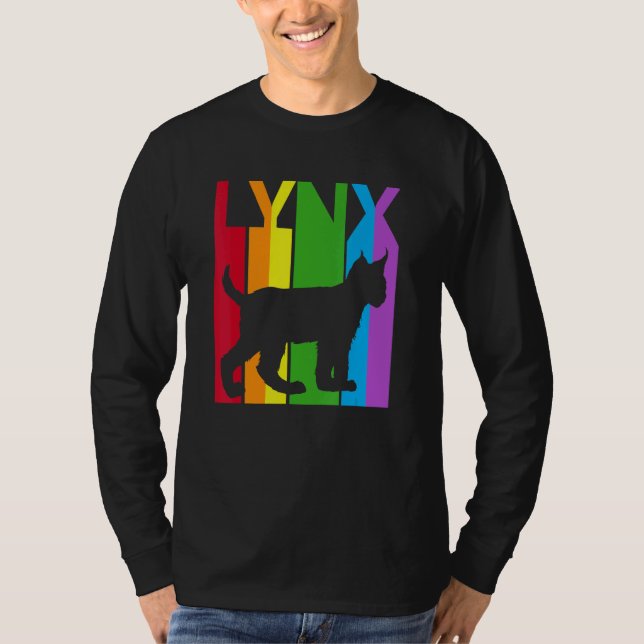 Cute Rainbow Lynx Cat Animal T-Shirt (Front)