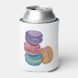 Cute Rainbow Macaroons In Watercolor  Can Cooler